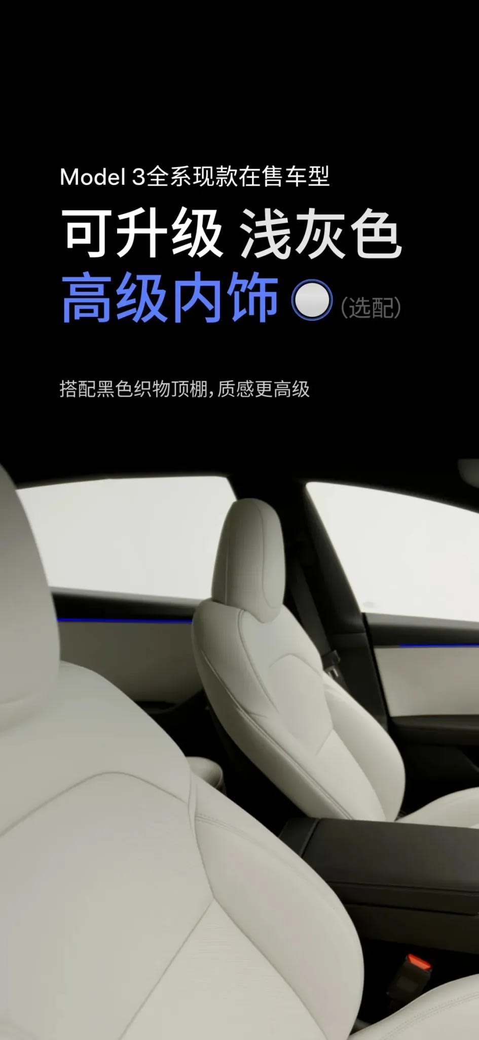Tesla Model 3 China light grey interior