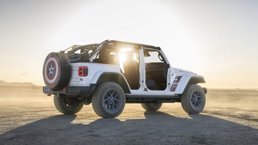 Jeep Wrangler America250: Captain America shield on the spare, V8 optional, $2,095 premium